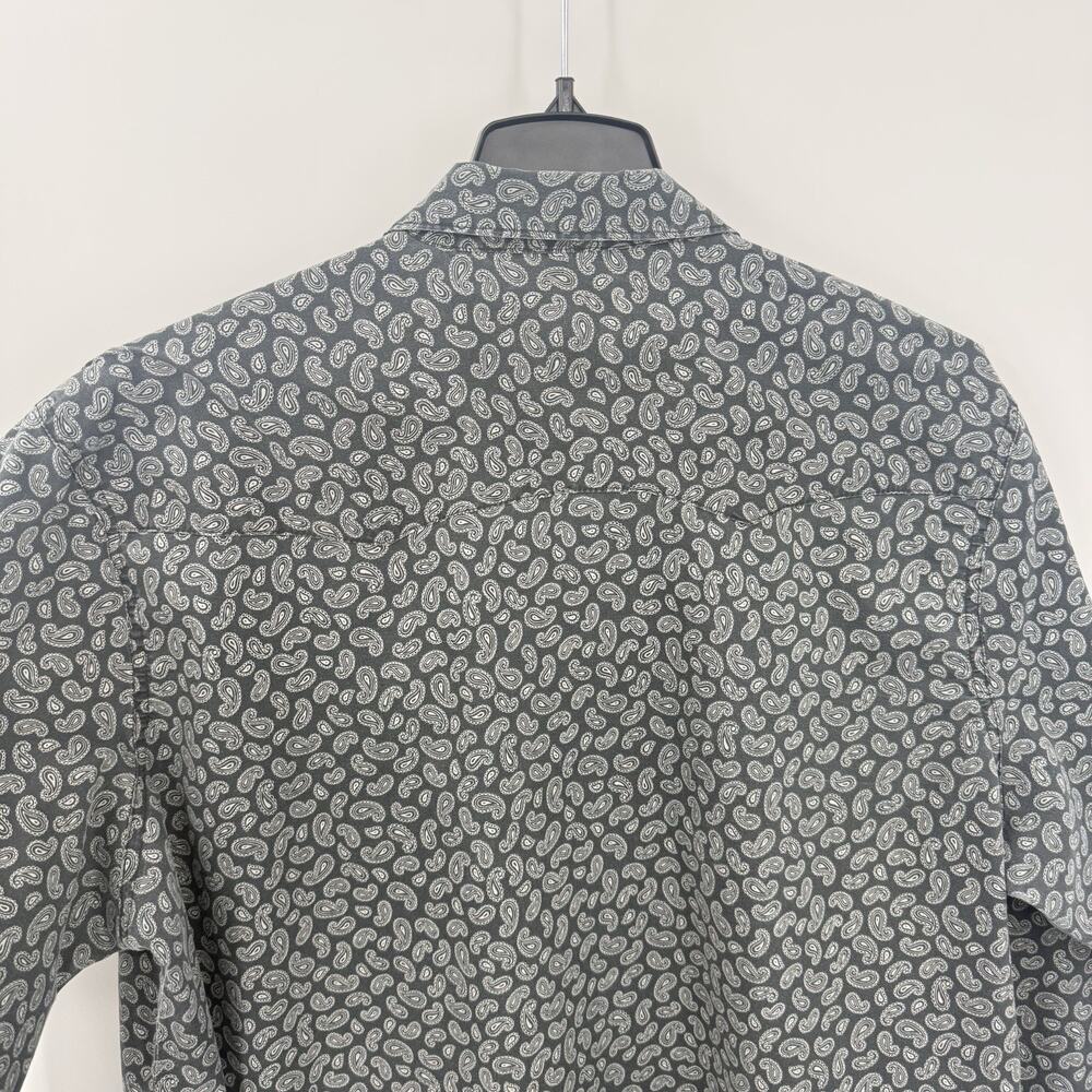 Wrangler Vintage Mens 2XLT Paisley Pearl Snap Western Shirt Gray Long Sleeve - Picture 5 of 10